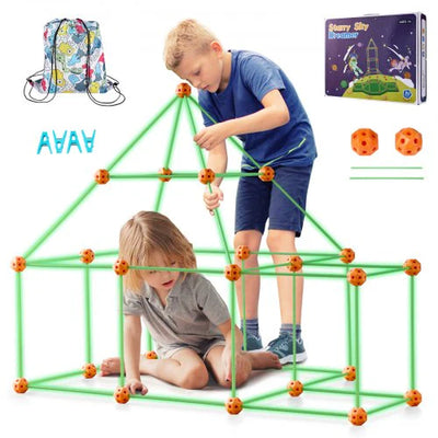 VEVOR Glow-in-the-Dark Tent Fort Building Kit for Kids - 85-Piece STEM Construction Toy